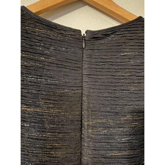 Lane Bryant Size 18W Half Sleeve Texture Sheath Dress Metallic Black Silver Gold - Picture 9 of 11